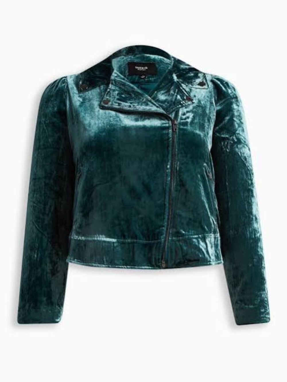 Torrid Emerald Green Velvet Moto Jacket Size 3 With Zipper Closure Snap Buttons